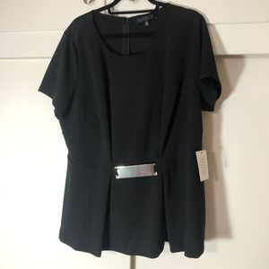 BNWT Eloquii Peplum top w/ metal detail waist